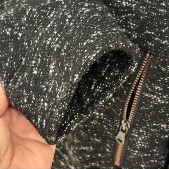 Retro Vintage Gap Black & White Tweed Wool Moto Jacket Size M - Picture 7 of 8